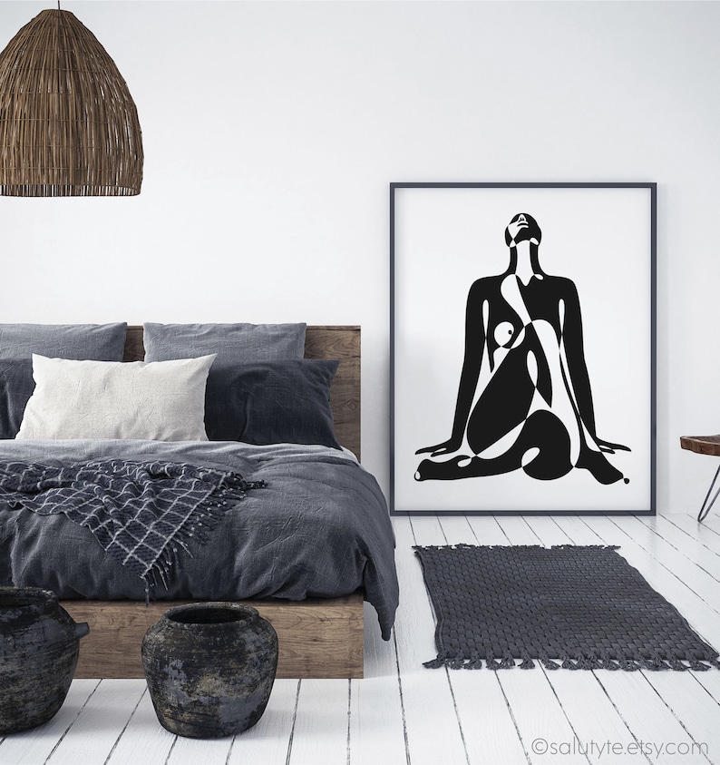 modern-erotic-art-nude-woman-drawing-black-and-white-figure-etsy