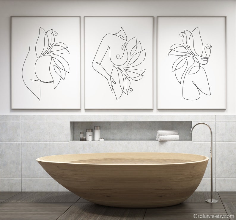 Minimalist Woman Line Art Print Set: Abstract Outlines (digital ...