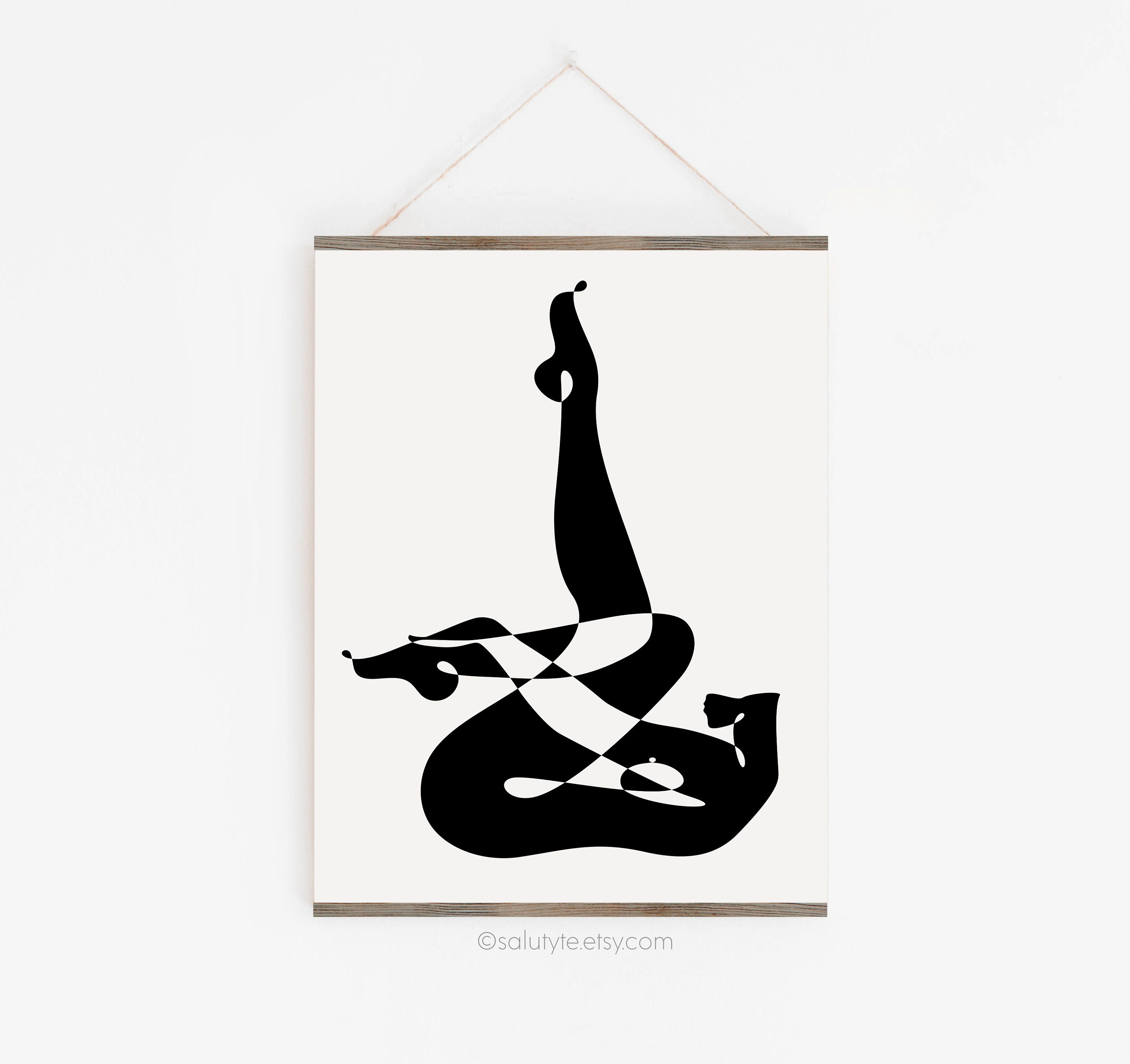 Modern Erotic Art, Nude Woman Drawing, Black and White Figure Poster, Naked Lines Print, Female Body Art, Bedroom or Living Room Wall Decor