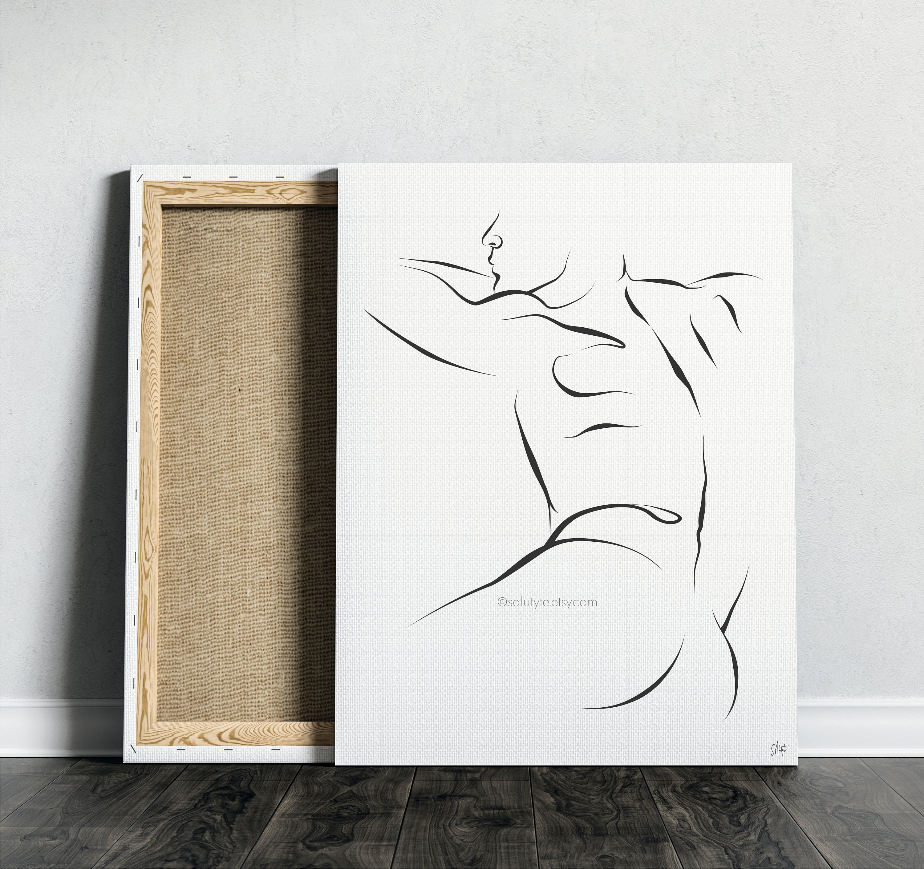 Naked Man Art - Erotic Line Art - Nude Male Line Art - Male Back - Masculine Man Drawing - Nude Line Drawing - Sexy Drawing - Minimal Decor.