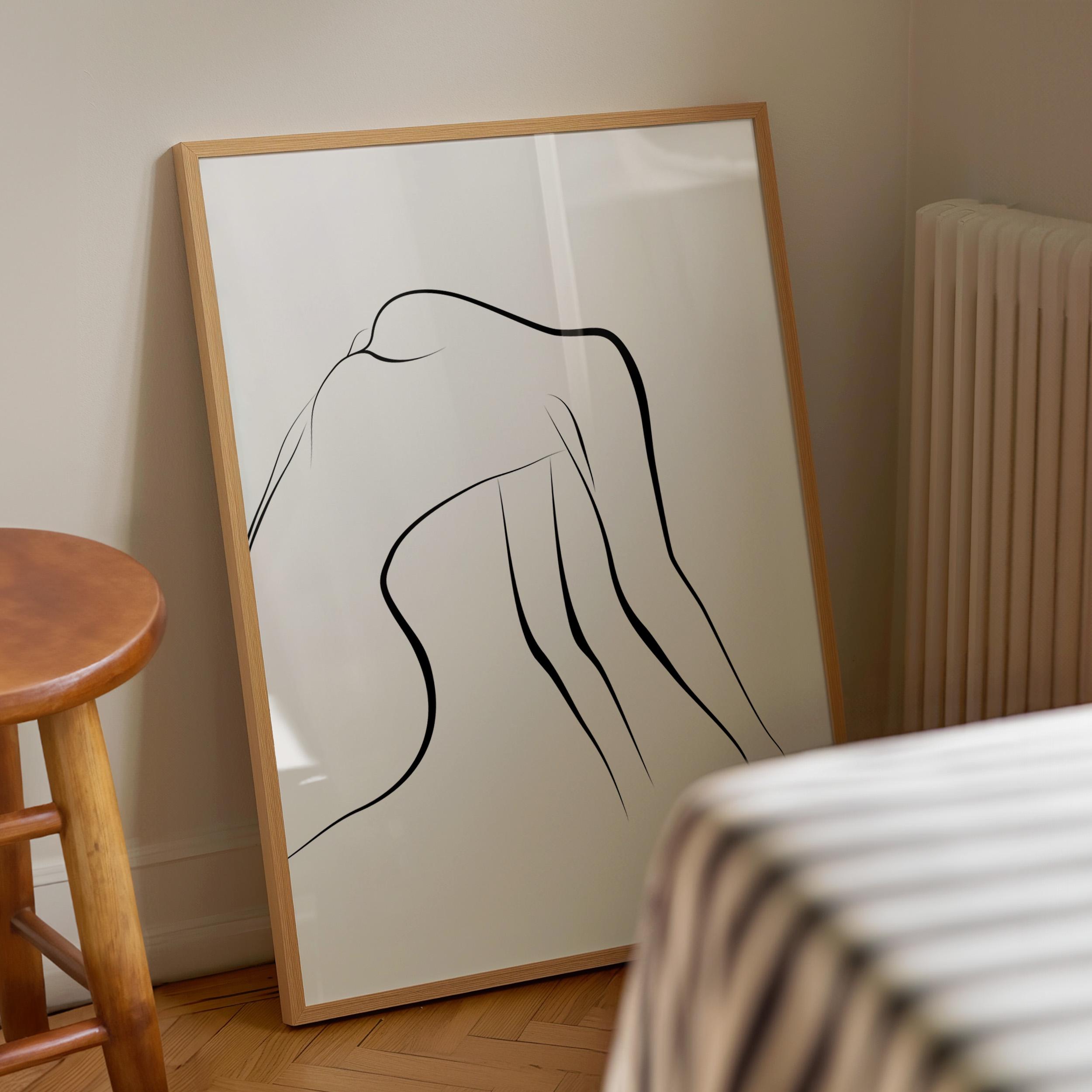 Nude Woman Art, Faceless Illustration, Women Print, Erotic Line Art, Sexy Art, Minimalist Female Art, Body Line Poster, Printable Wall Art