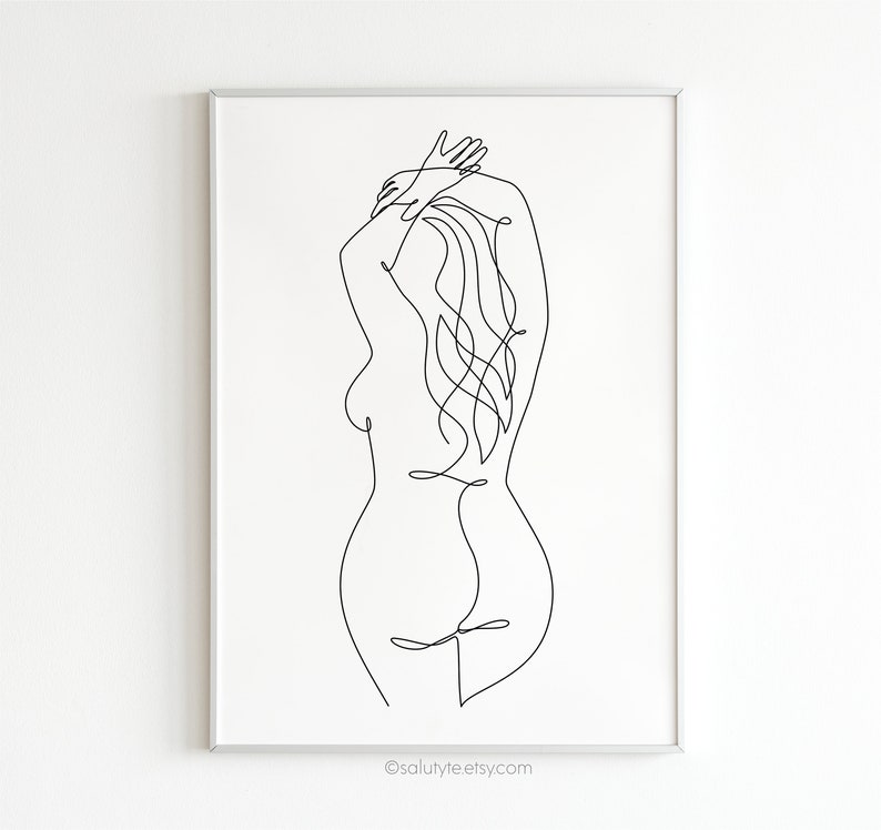 SexyNude Woman, Woman Butt printable art, Body positive art, Woman back one line art, Female art, Erotique poster, Bathroom or Bedroom art 