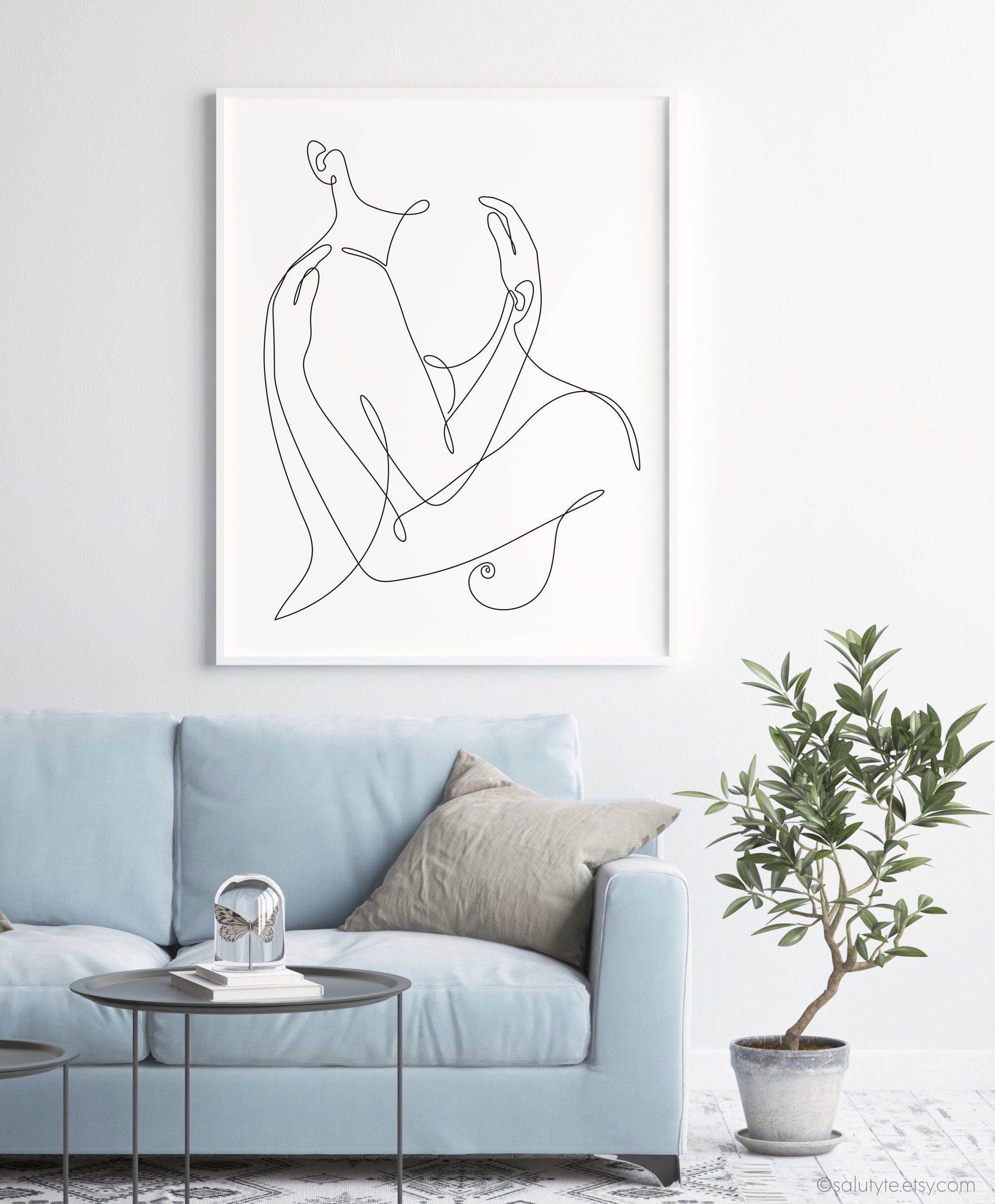 Couple Printable Art • Couple One Line Art Print • Sending a Hug Line Art • Erotic Lesbian Art • Abstract Nude Art • Minimalist Bedroom Art