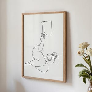 Book Lover Art Print: Woman Reading One Line Art, Minimalist Home Decor (Digital Download) image 6