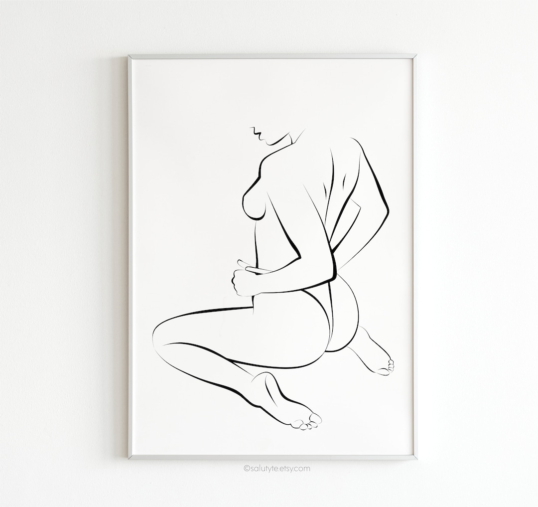 Big Butt Woman Drawing Abstract Nude Woman Art Erotic Line photo image