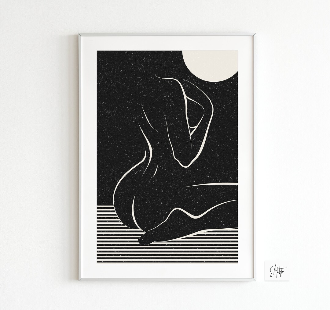 Stripes Art Nude Woman Silhouette Sensual Art Print Erotic - Etsy
