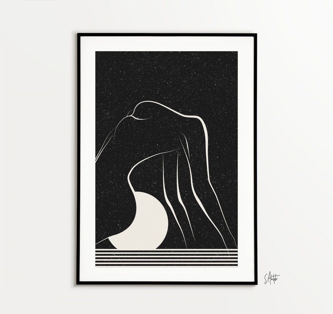 Abstract Nude Woman Silhouette Sensual Art Print Erotic Etsy