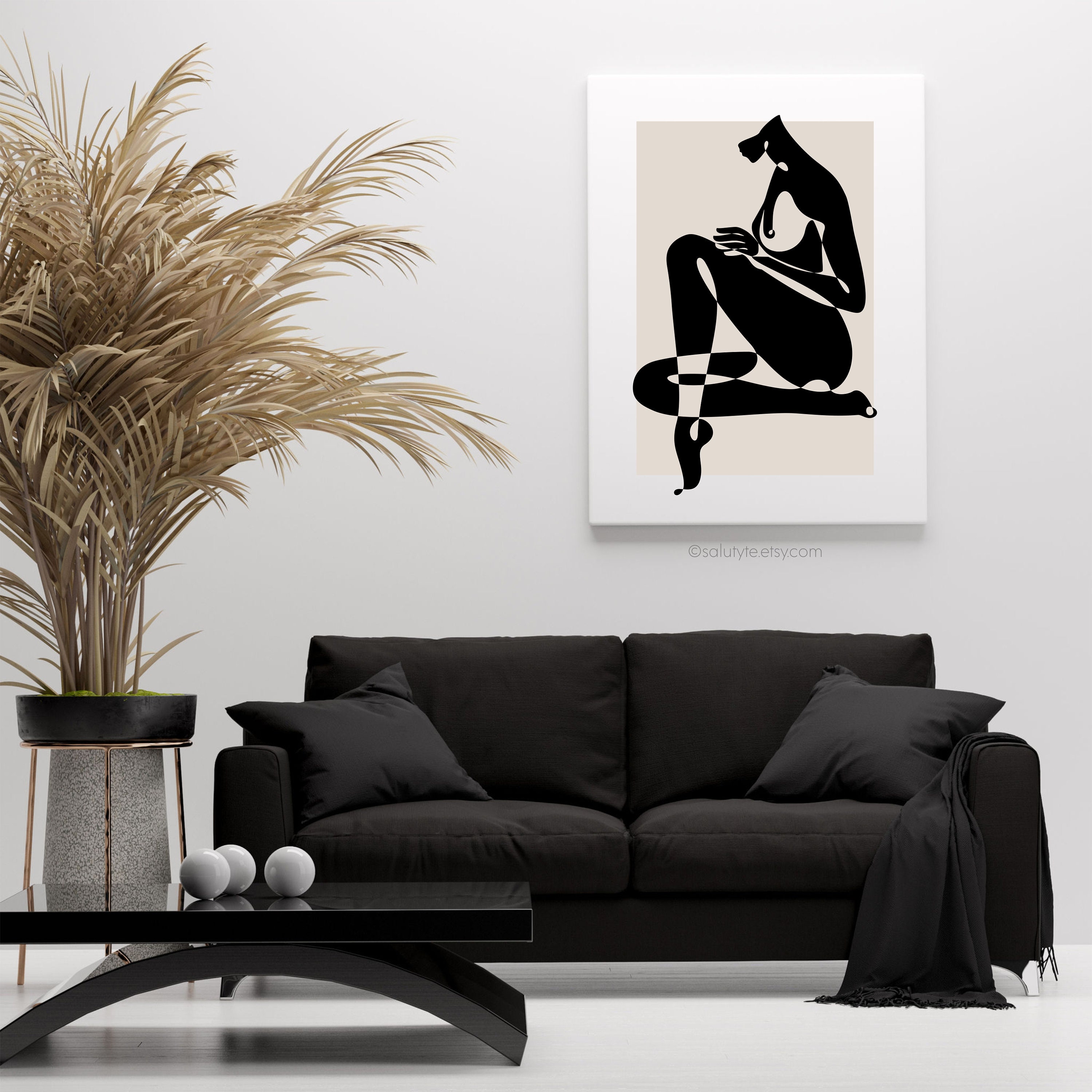 Abstract nude woman art, Erotic female figure drawing, Sexy body art print, Sensual woman art, Modern wall art, Bedroom Living Room decor