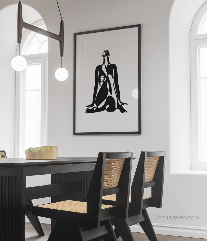 modern-erotic-art-nude-woman-drawing-black-and-white-figure-etsy