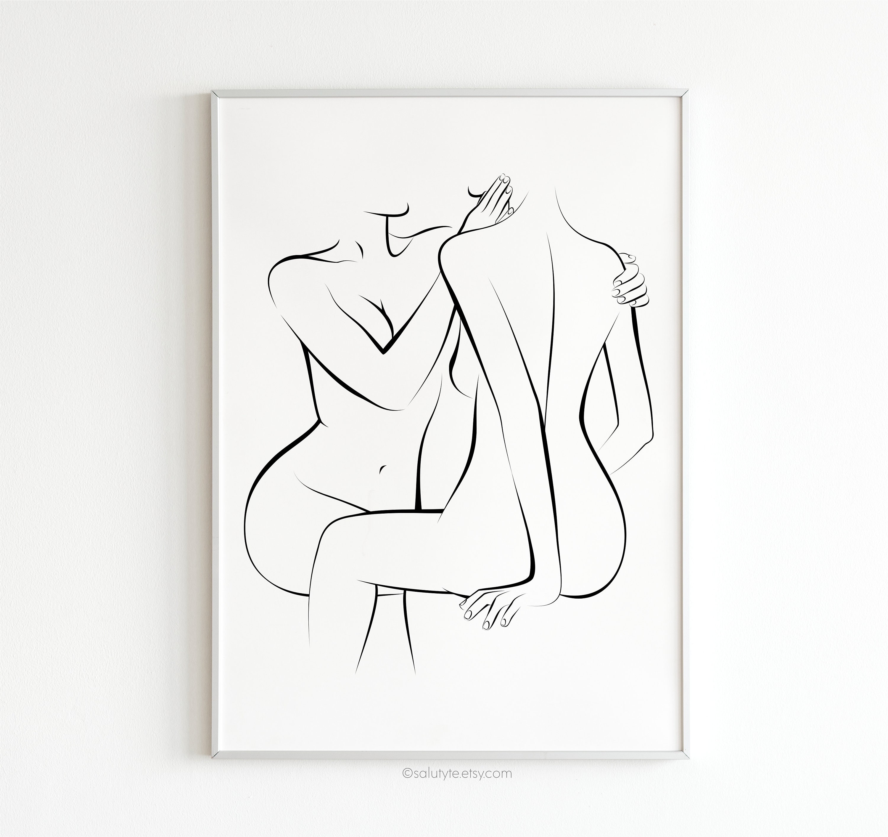 Erotic Lesbian Line Art LGBTQ Couple Line Art Love Art Foto