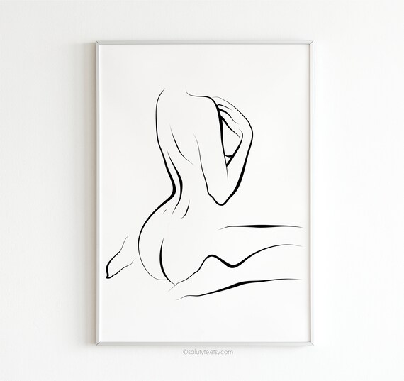 Nude woman line drawing art print artworld