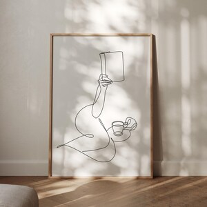 Book Lover Art Print: Woman Reading One Line Art, Minimalist Home Decor (Digital Download) image 3