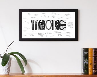 Letrero con foto para libro de visitas de boda / Letrero con apellido / Letras del alfabeto para fotografía / Letrero con nombre personalizado / Regalo de boda / Arte con letras callejeras