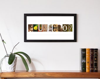 Letrero con foto de ocupación / Arte con imágenes de letras / Letras fotográficas del alfabeto / Letrero con nombre personalizado / Regalo de trabajo y carrera / Arte con letras callejeras