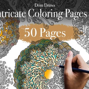 50 PAGES Adult Coloring Pages | Original Intricate Mandala and Patterns Vol. 3 (Printable, PDF Download)