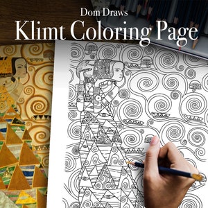 Gustav Klimt Coloring Detail Hand-Drawn Printable Page | Expectation Stoclet Freize (Digital PDF Download)