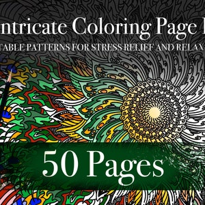 50 PAGES Adult Coloring Pages | Original Intricate Mandala and Patterns Vol 2 , Geometric (Printable, PDF Download)