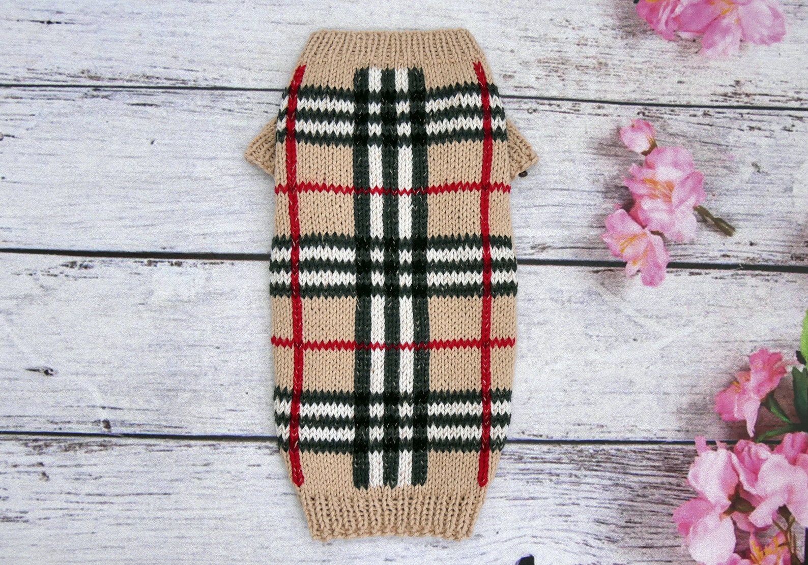 Dog sweater Burberry Style sweater for small dog Knitted dog Etsy