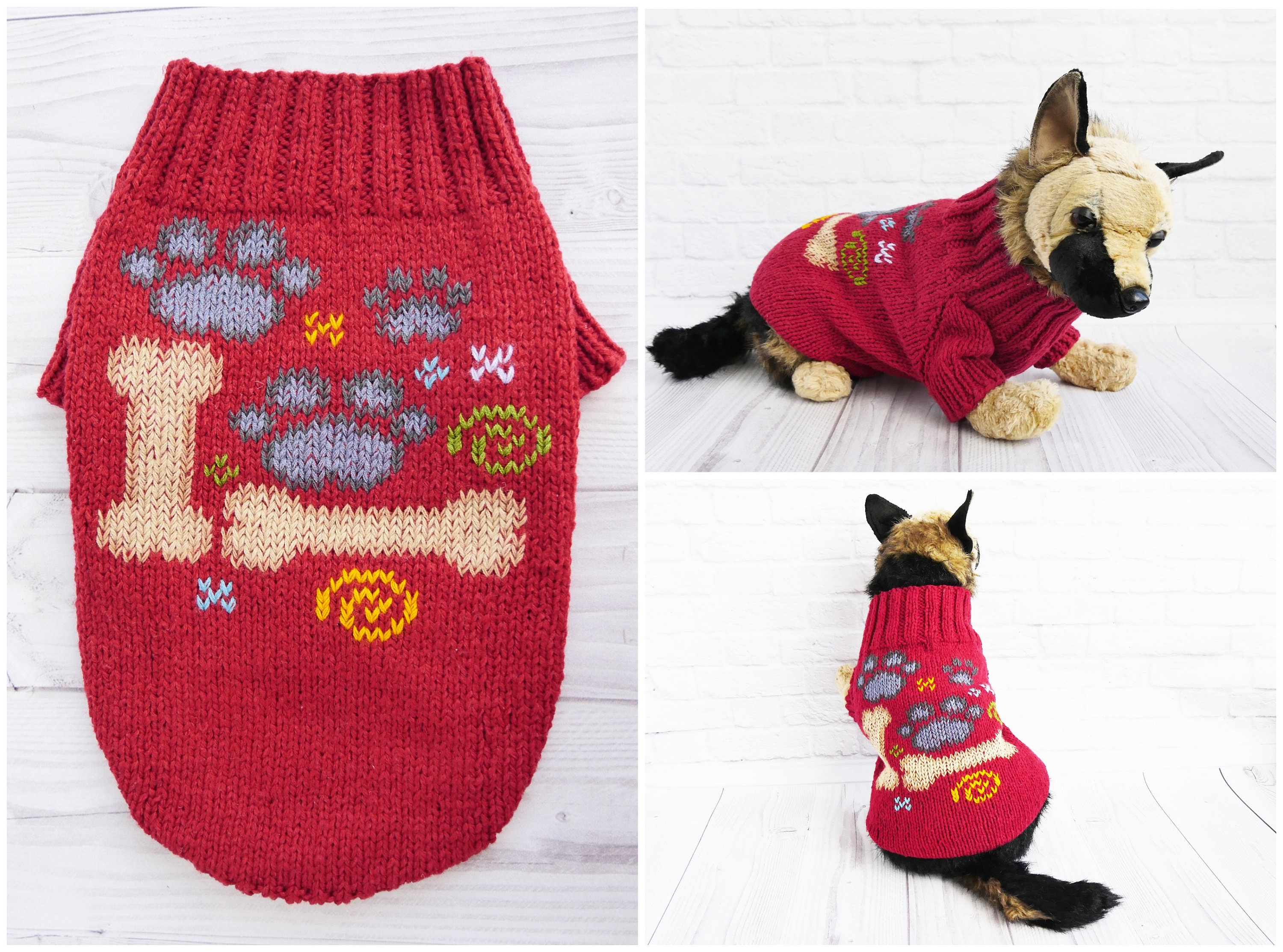 Knitted dog sweater Pug sweater Handmade dog clothes Etsy