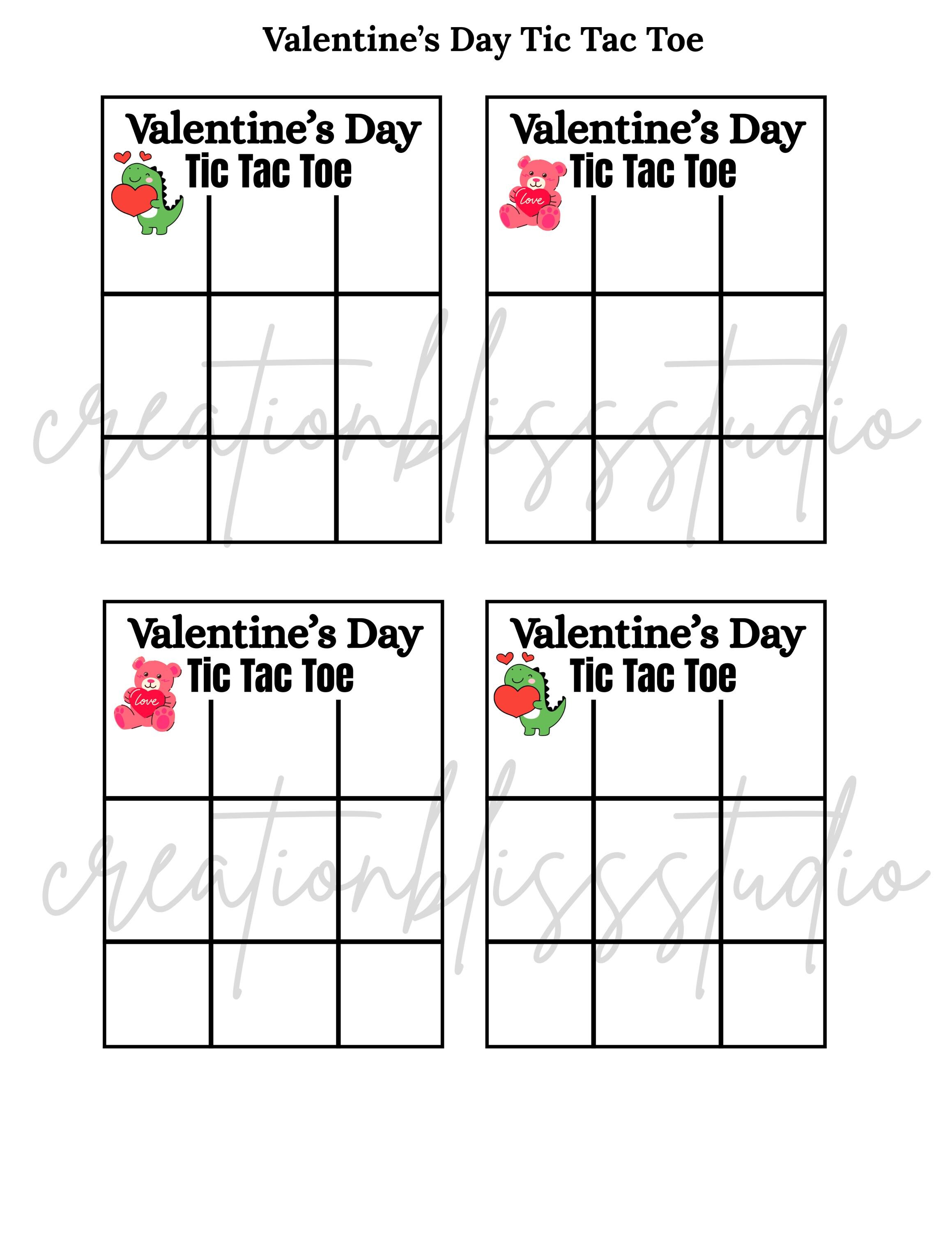 Valentine’s Day Tic Tac Toe Printable, Valentine Coloring Pages for ...