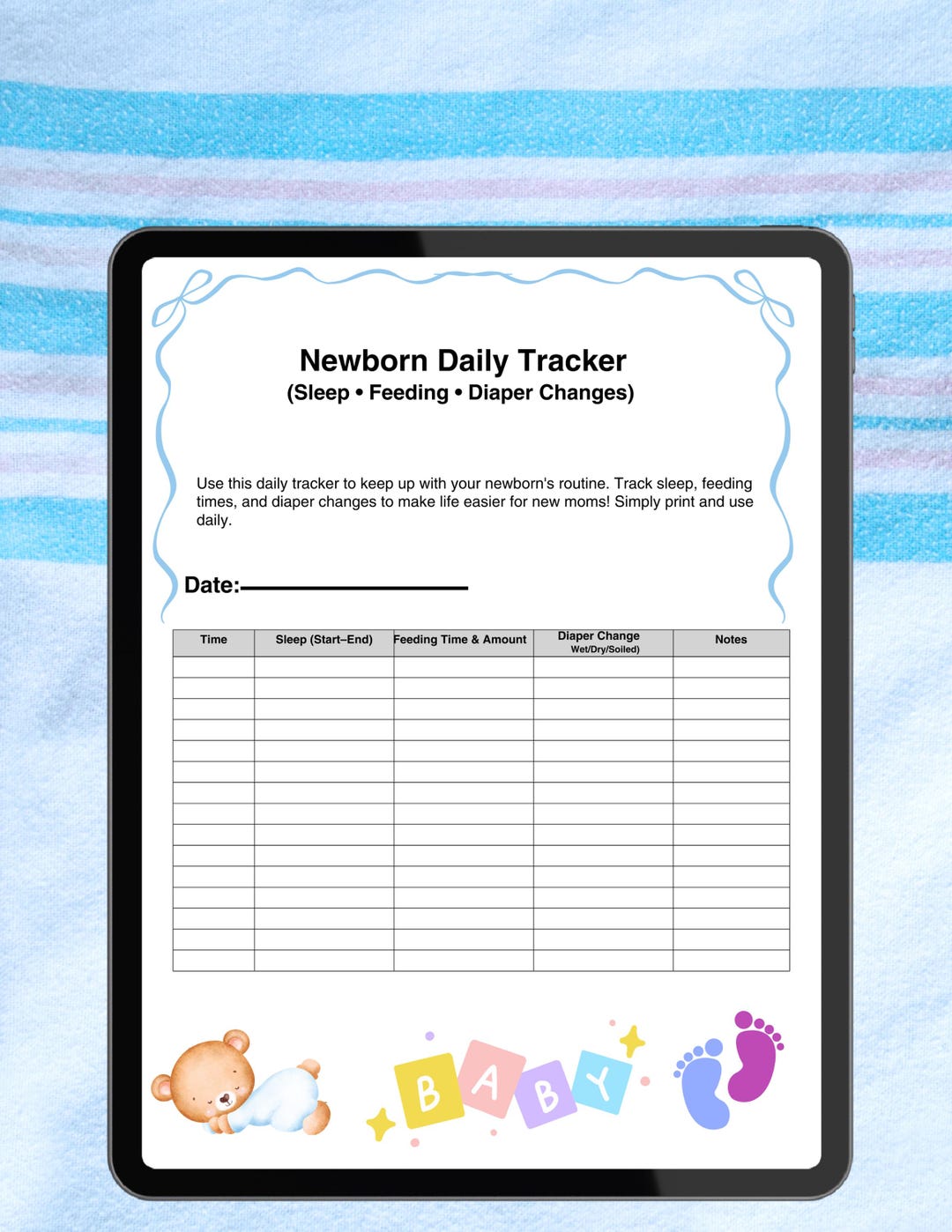 Newborn Daily Tracker Printable: Baby Sleep, Feeding & Diaper Log (PDF ...