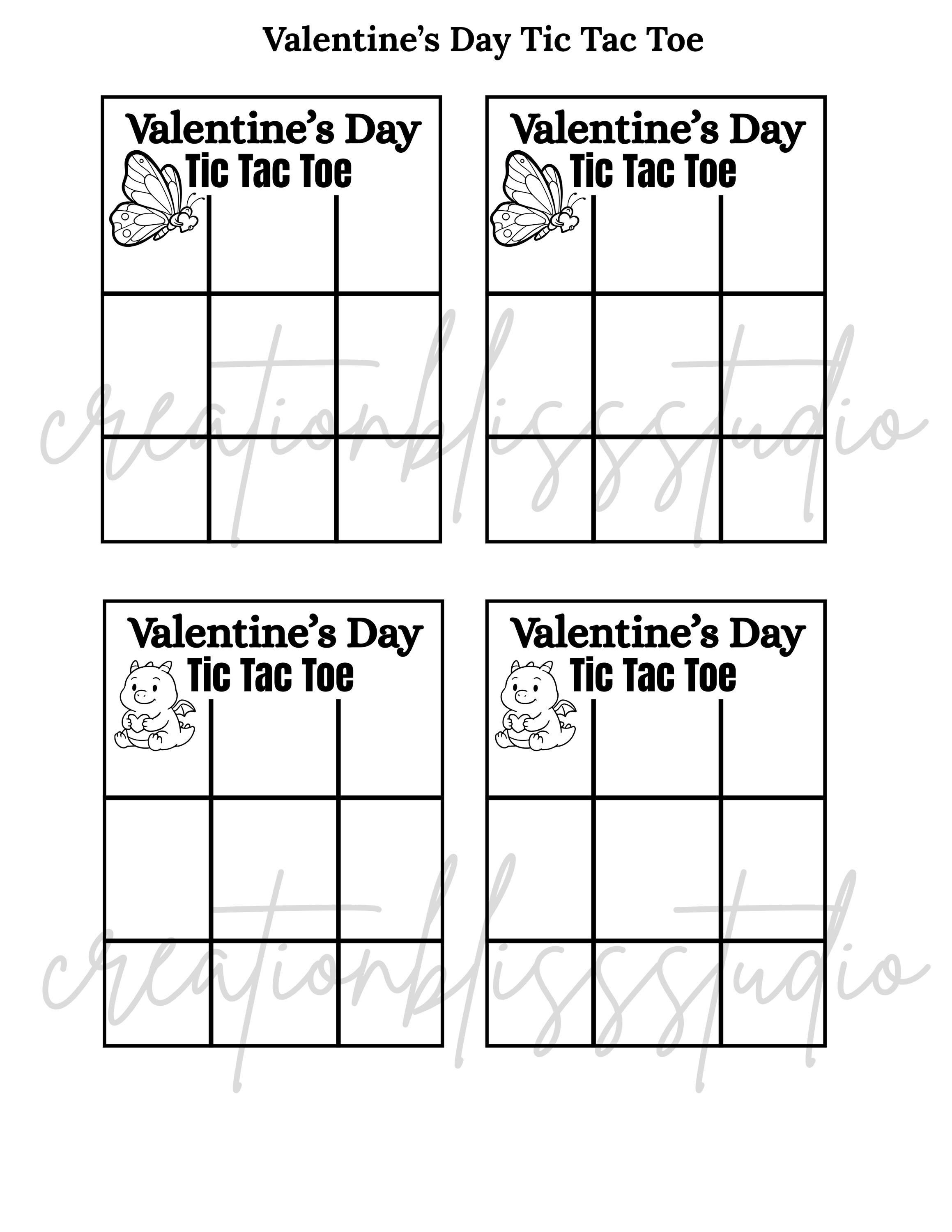 Valentine’s Day Tic Tac Toe Printable, Valentine Coloring Pages for ...