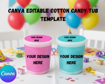 Modello di etichetta per involucro di zucchero filato da 2 once/Canva modificabile/Download digitale