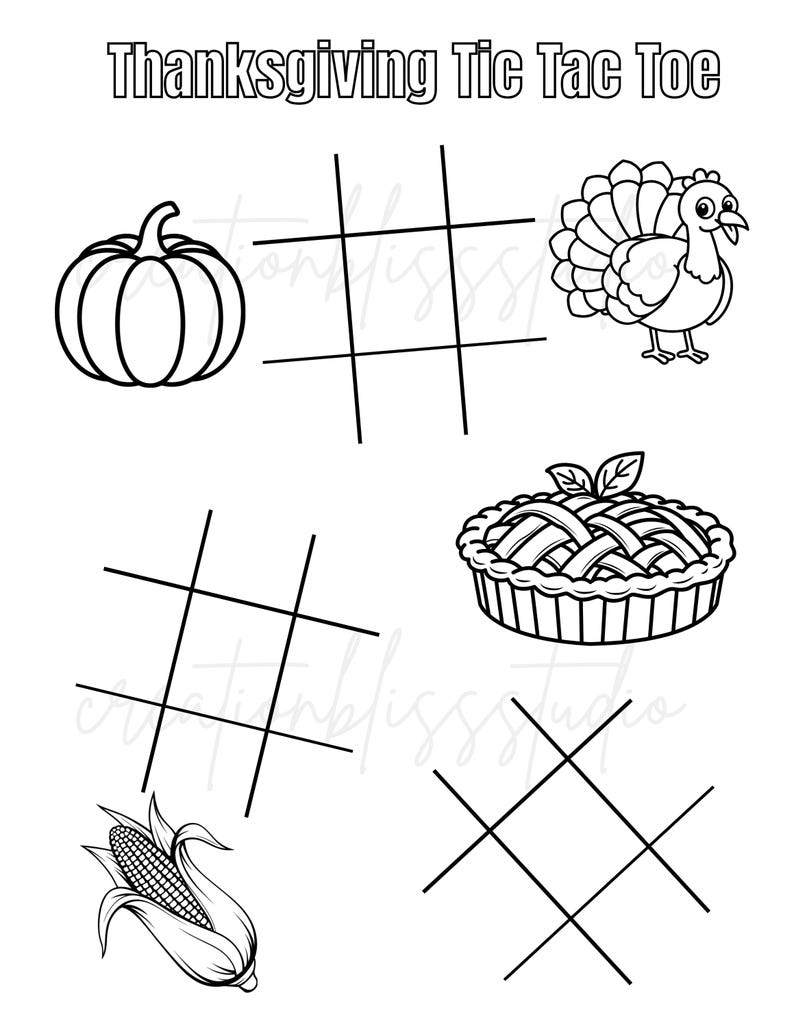 Thanksgiving Tic Tac Toe Printable Game for Kids, Fall Activity Pages ...