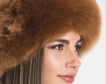 PREMIUM 100% Peruvian baby alpaca fur brown hat russian hat ladies womens fine alpaca hat cossack hat alpaca fluff hat winter hat cossack