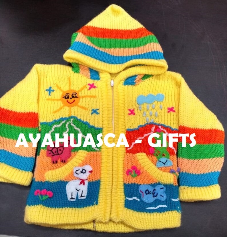 Children's Cardigan Kids Hooded Sweater Knitted Jacket Etsy