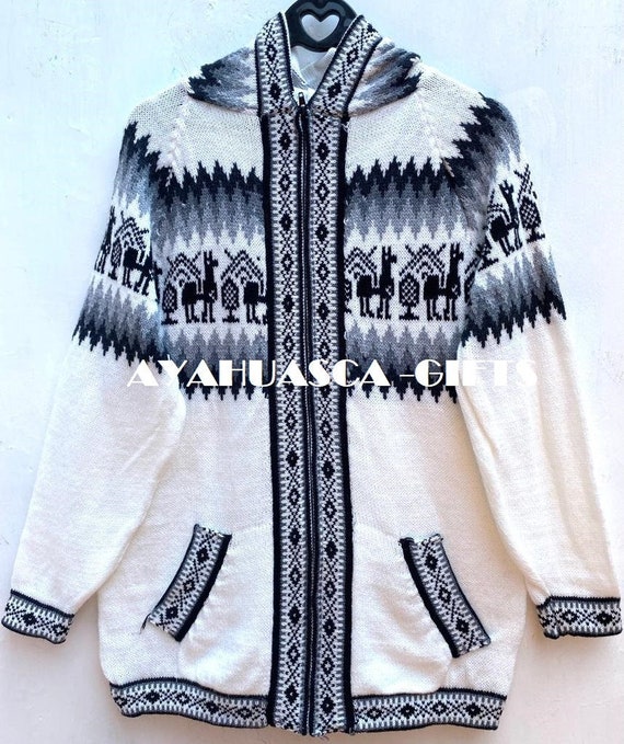 White Alpaca sweater peruvian sweater Unisex sweater peruvian alpaca sweater peruvian jacket peru sweater alpaca wool sweater Etsy Mexico