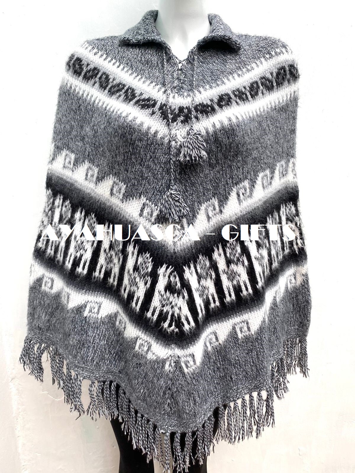 Gray Alpaca Poncho One Size Very Soft 