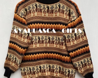 Black and Brown Alpaca sweater, peruvian sweater, Unisex sweater, peruvian alpaca sweater, peruvian jacket, peru sweater, boho sweater