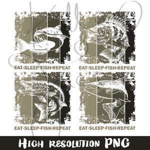 Fish design bundle, high resolution PNG, t-shirt design, apparel design, fishing, trout, bass, perch, catfish, pike, stickers