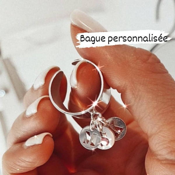 Bague personnalisable 2 OU 3 lettres en Argent 925 de votre choix