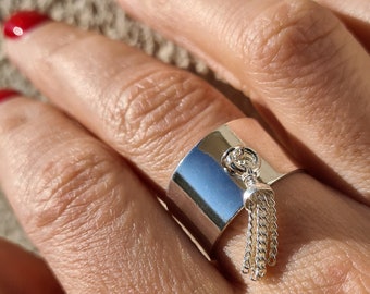 Silver tassel ring 925