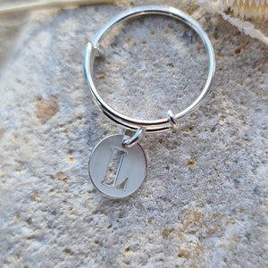 Personalized 925 Silver Bangle Ring (small size child teen size adjustable up to size 53/54)