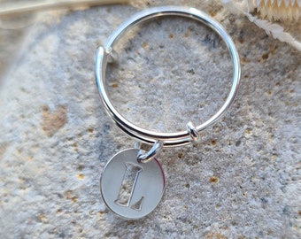 Personalized 925 Silver Bangle Ring (small size child teen size adjustable up to size 53/54)