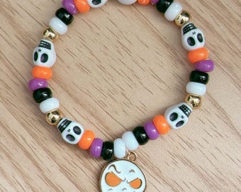 Nightmare Before Christmas Inspired Bead Bracelet Charm Halloween Fall Autumn Witchy Witch Ghost Scarecrow Skull