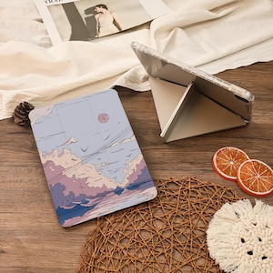 Abstract Sea Sun Y+Flip With Pencil Holder iPad Case For iPad Air 6/7 iPad 9.7&quot;10.2&quot;10.9&quot;11&quot; 12.9 inch Mini 7/6,iPad Pro iPad 2025 2024 Case