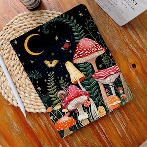 Red Mushroom iPad Case,13&quot; iPad Case,iPad Air 4/5/6 Case with Pencil Holder iPad Pro 12.9&quot; 11&quot; Mini 6/5/4,10/9/8/7,10.2&quot;,2024/2022/2021