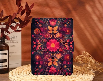 Funda con flores de colores para Paperwhite 12 (2024), Paperwhite 2021, funda para Paperwhite 6.8 (10.ª y 11.ª generación), funda para Kindle 6 (2022)