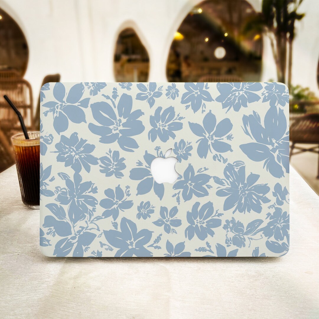 Blue Floral Line MacBook Cover for MacBook Pro 13 14 15 16 , MacBook ...