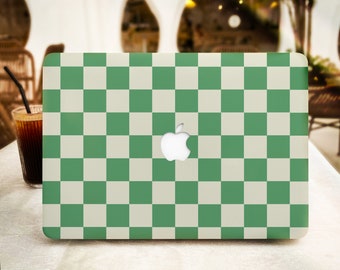 Green Checkered Print MacBook Case for New MacBook Pro 16 15 Macbook Air 15 14 13 MacBook Retina 15 13 12 Apple Laptop 2022 2021 2020 Cover
