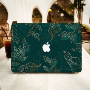 Blackish Green Leaves MacBook Case for New MacBook Pro 16 15 Macbook Air 15 14 13 MacBook Retina 15 13 12 Apple Laptop 2022 2021 2020 Cover