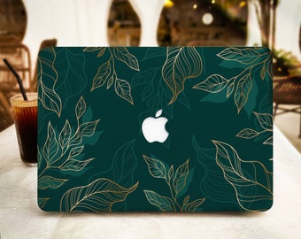 Blackish Green Leaves MacBook Case for New MacBook Pro 16 15 Macbook Air 15 14 13 MacBook Retina 15 13 12 Apple Laptop 2022 2021 2020 Cover