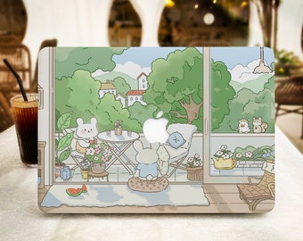 Housse pour ordinateur portable MacBook mignon dessin animé lapin pour Air 13 15, M1 M2 Air 13 A2681, A2337, A2338, Pro 13 14 15 16,2022 2021 2020 étui pour ordinateur portable