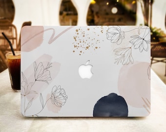 White Flower Line MacBook Tasche für Neues MacBook Pro 16 15 Macbook Air 15 14 13 MacBook Retina 15 13 12 Apple Laptop 2022 2021 2020 Hülle