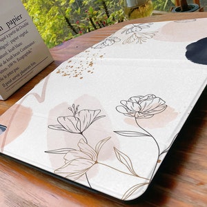 Abstract Flower Line iPad Case iPad Air 4/5 Case with Pencil Holder iPad Pro 12.9 11 Mini 6/5/4, 10/9/8/7, 10.2, 2022/2021 image 7