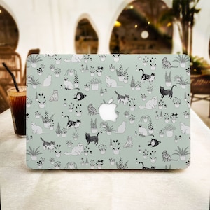 Potted Plants and Cat MacBook Case for New MacBook Pro 16 15 Macbook Air 15 14 13 MacBook Retina 15 13 12 Apple Laptop 2022 2021 2020 Cover